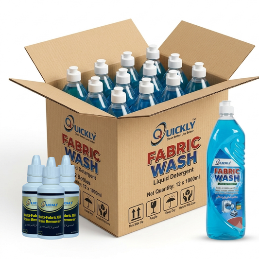😲 Quickly Fabric Wash Liquid Value Pack  12 × 1000ml + 🎁 FREE 3 × 30ml Stain Removers
