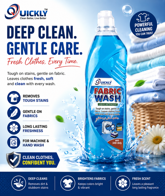 🧺 Quickly Fabric Wash Liquid Detergent 1000 ml – Powerful Deep Cleaning & Fabric Care 😲