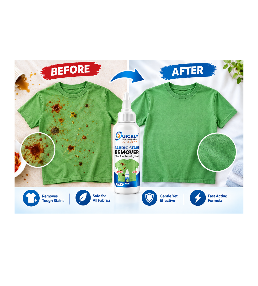 🧼 Powerful Stain Remover – 125ml | Fast & Easy Fabric Stain Cleaning 😲